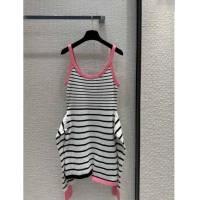 ​Top Quality Chanel Knit Dress CH040122 Black/White/Pink 2024