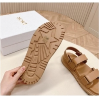 Good Product Dior Dioract Flat Strap Sandal in Light Brown Calfskin 226064