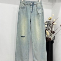 Promotional Loewe Crystal Denim Jeans L040323 Light Blue 2024