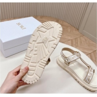 Top Design Dior D-Wave Sandal White and Gold-Tone Gradient Butterflies Embroidered Cotton with Metallic Thread 226068