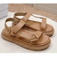 Perfect Dior D-Wave Sandal in Calfskin Light Brown 226069