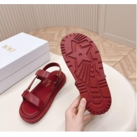 Best Grade Dior D-Wave Sandal in Calfskin Red 226070 