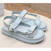 Shop Duplicate Dior D-Wave Sandal in Calfskin Light Blue 226072