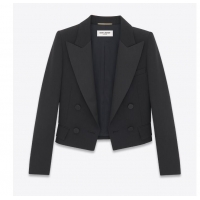 ​Reasonable Price Saint Laurent Cropped wool tuxedo jacket YSL8486 Black