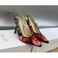 Luxury Dior J'Adior Slingback Pumps 9.5cm in White and Purple Embroidery 325143