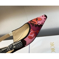 Duplicate Dior J'Adior Slingback Ballet Flat in White and Purple Embroidery 325145