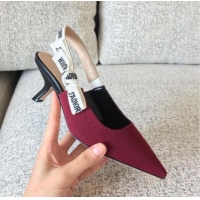 Stylish Dior J'Adior Slingback 6.5cm Pumps/Ballet Flat in Knit Fabric Burgundy 325153