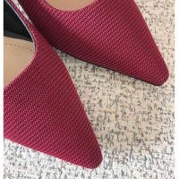 Stylish Dior J'Adior Slingback 6.5cm Pumps/Ballet Flat in Knit Fabric Burgundy 325153