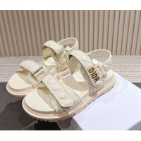 Durable Dior Dioract Flat Strap Sandal in Cannage Calfskin White 326004