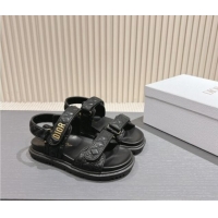 Grade Quality Dior Dioract Flat Strap Sandal in Cannage Calfskin Black 326006