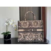 Best Price Large Dior Book Tote Beige and Black Toile de Jouy Soleil Embroidery M1286ZEC