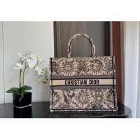 Best Price Large Dior Book Tote Beige and Black Toile de Jouy Soleil Embroidery M1286ZEC