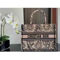 Top Grade Medium Dior Book Tote Beige and Black Toile de Jouy Soleil Embroidery M1286ZEC