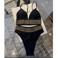 Original Cheap Versace Wide Chain Two Pieces Swimwear 0307 Black 2024