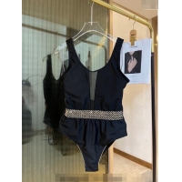 Luxurious Versace Wide Chain Swimwear with Mesh 0307 Black 2024