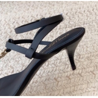 Good Product Saint Laurent Cassandra Sandals 6cm in Matte Calfskin Black/Gold 228049