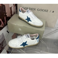 Shop Cheap Golden Goose GGDB Ball Star Sneakers in White Calfskin and Blue Suede Star 0328097