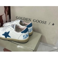 Shop Cheap Golden Goose GGDB Ball Star Sneakers in White Calfskin and Blue Suede Star 0328097