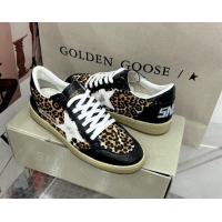 Low Cost Golden Goose GGDB Ball Star Sneakers in Leopard Print and Black Crinkled Leather 328109