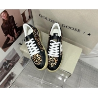 Low Cost Golden Goose GGDB Ball Star Sneakers in Leopard Print and Black Crinkled Leather 328109