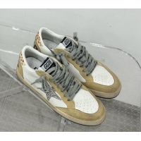 Good Quality Golden Goose GGDB Ball Star Sneakers in White Calfskin and Yellow Suede 328111