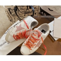 Purchase Golden Goose GGDB Super-Star Sneakers in White Calfskin and Pink Star 328119