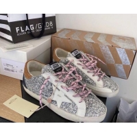 Best Grade Golden Goose GGDB Super-Star Sneakers in Glitters Silver/Pink 328114