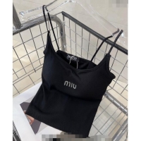 Big Discount Miu Miu Vest with Crystals Logo M0307 Black 2024