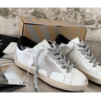 Pretty Style Golden Goose GGDB Super-Star Sneakers in White Calfskin and Silver Star 328115