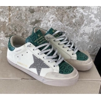 Good Quality Golden Goose GGDB Super-Star Sneakers in Calfskin White/Green/Silver 328116