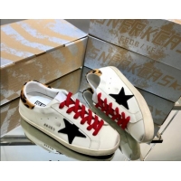 Top Grade Golden Goose GGDB Super-Star Sneakers in Calfskin White/Black/Red 328121