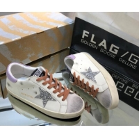 Good Quality Golden Goose GGDB Super-Star Sneakers in Calfskin White/Light Purple 328126