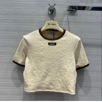 Famous Brand Miu Miu Knit T-shirt M040704 Beige 2024