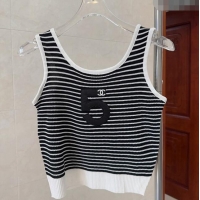 Affordable Price Chanel 5 Knit Vest 0307 White/Black 2024 