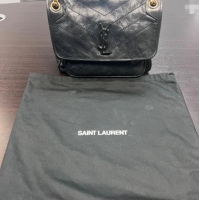 Buy Discount Saint Laurent Niki Medium Bag in Vintage Leather 633158 Black Gold