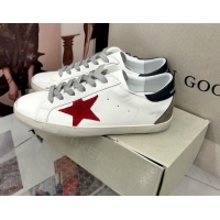 Unique Style Golden Goose GGDB Super-Star Sneakers in White Calfskin and Red Star 328130