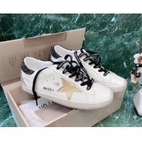 Top Design Golden Goose GGDB Super-Star Sneakers in White Calfskin and Gold Leather Star 328134