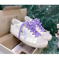 Best Product Golden Goose GGDB Super-Star Sneakers in Calfskin White/Purple/Silver 328135