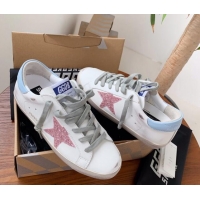 Popular Style Golden Goose GGDB Super-Star Sneakers in Calfskin Whiote/Pink/Blue 328138