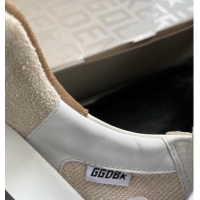 Stylish Golden Goose GGDB Super-Star Sneakers in White Leather and Purple Glitter Star 328143