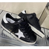 Stylish Golden Goose GGDB Super-Star Sneakers in Calfskin Leather Black/White 328144