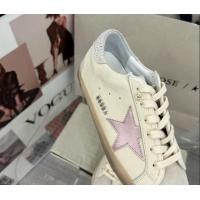 Pretty Style Golden Goose GGDB Super-Star Sneakers in Calfskin with Crystals Tab White/Pink 328145