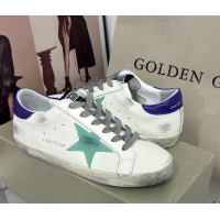 Sumptuous Golden Goose GGDB Super-Star Sneakers in Calfskin White/Green/Blue 328148