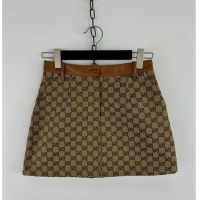 ​Super Quality Gucci GG Monogram Leather Trimmed Cotton Blend Canvas Jacquard Mini Skirt G1563