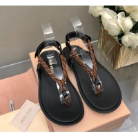 Good Looking Miu Miu Riviere Cord and Leather Thong Flat Sandals Light Grey 327080