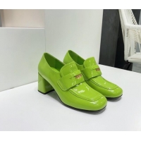 Top Grade Miu Miu Patent Leather Pumps 8.5cm with Coin Green 327092