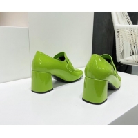 Top Grade Miu Miu Patent Leather Pumps 8.5cm with Coin Green 327092