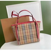 Famous Brand BurBerry Medium Banner Tote Bag 5788 Red