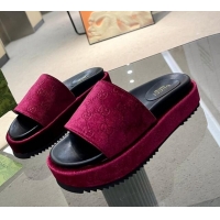 Popular Style Gucci GG Velvet Platform Slide Sandal 5.5cm Red 316015