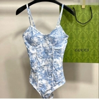 ​Buy Classic Gucci Print Swimwear CH0401 Light Blue 2024